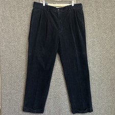 VTG Polo Ralph Lauren Hammond Corduroy Pants Men's 38x32 Blue Pleated Cuff 90's