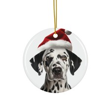 Hanging Ceramic Christmas Tree Ornament - Dalmatian Design