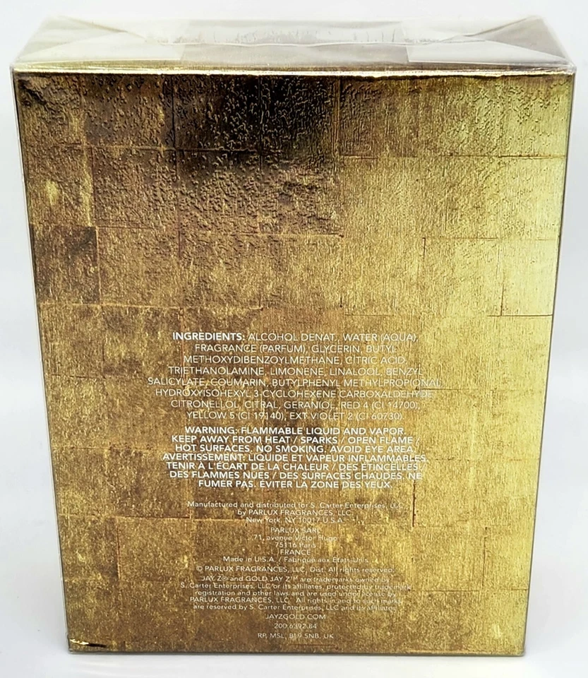 After Shave Jay Z Gold de Jay Z para hombre 3 fl oz sellado contra salpicaduras raro Foto 4 de 4