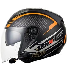 Motorcycle Open Face Helmet Motorbike 3/4 Helmets BT Headset Integrated
