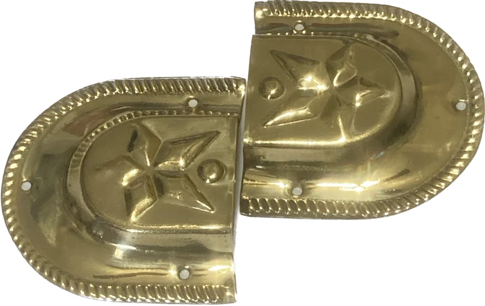 Trunk Handle Loop Star Design For Camel Back Steamer Solid Brass Pair - Image 2 of 4