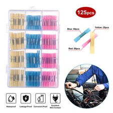 125PCS Waterproof Solder Seal Heat Shrink Wire Butt Terminal Connectors Kit Set