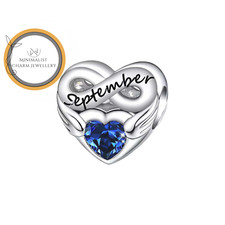 September Heart Infinity Birthstone Charm For Bracelet, September Charm
