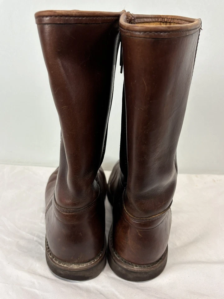 Orvis 男式皮革 Chukka 靴子 9D 侧拉链中筒棕色 Vibram 鞋底美国制造 — 第 4/4 张图片