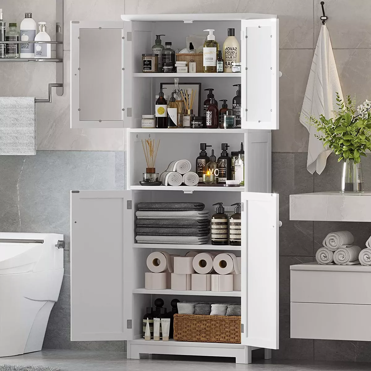 Tall Bathroom Storage Cabinet Unit