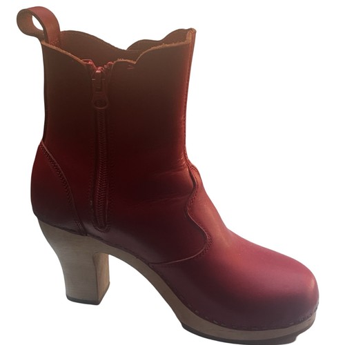 SWEDISH HASBEENS Red Leather Boots - Retro Inspired Design - Size 36 (AU6) - EUC - Picture 8 of 9