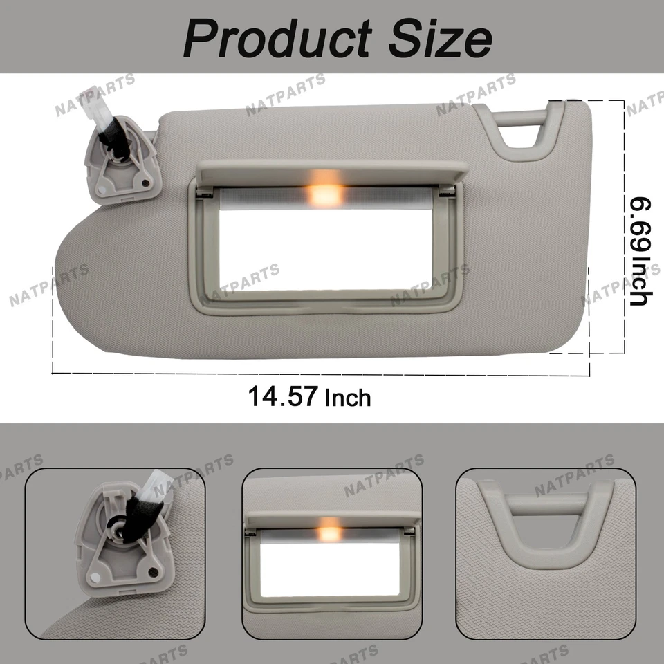 Left Driver Side Sun Visor W/ Lights for 2013-2018 Nissan Altima 96401-3TA2A Foto 3 de 4