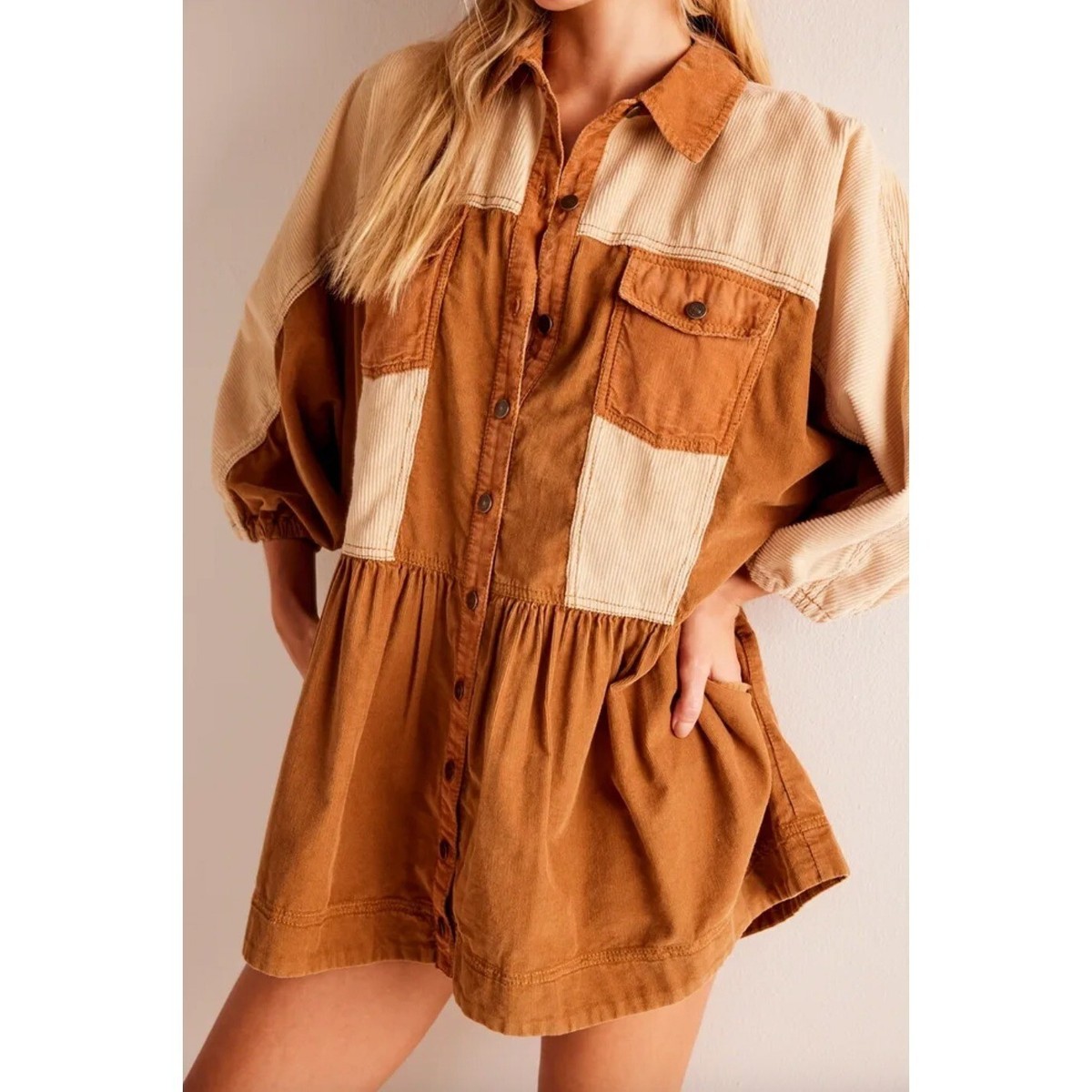 white christmas dresses Corduroy Casual Solid Dress Plus Size 5X Loose Dress Women 1 / L main image 1