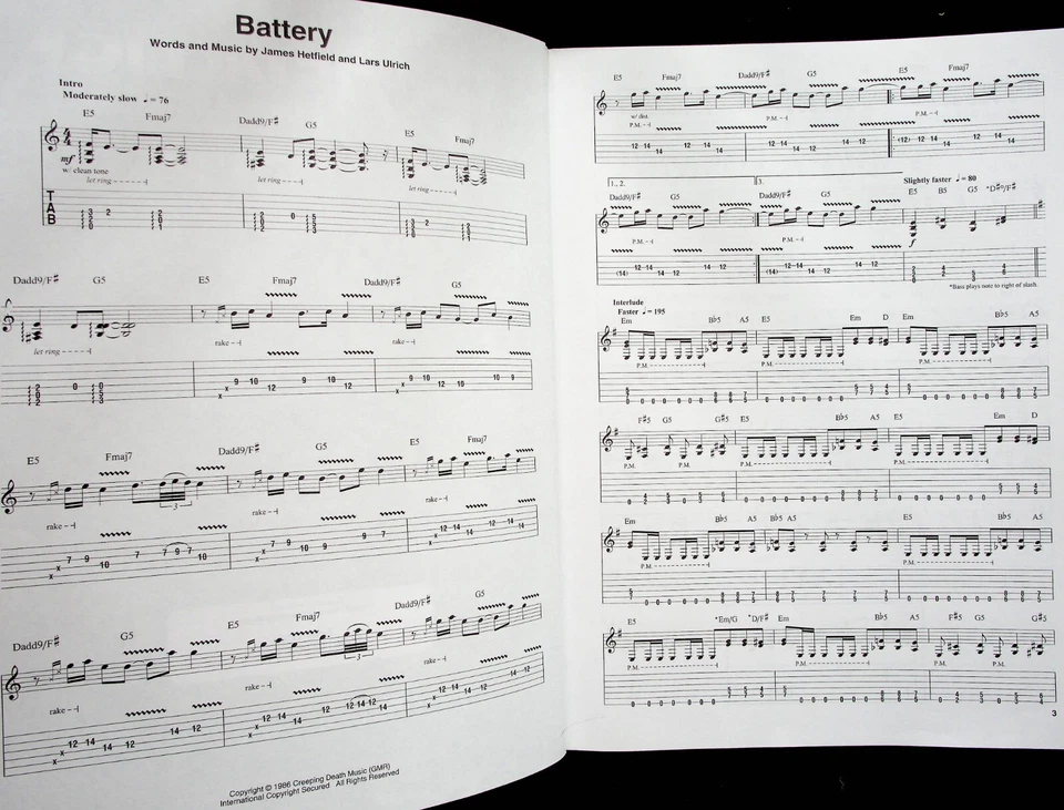 Metallica 1983 - 1988 Guitar Tab Vol 195 Sheet Music Song Book - Image 3 of 4