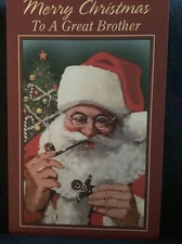 Vintage Christmas greeting Card To a great brother Unused+env