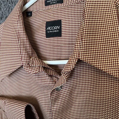 Acorn By Bob Goldfeder Mens Italian Medallion Button Shirt M 1990 s