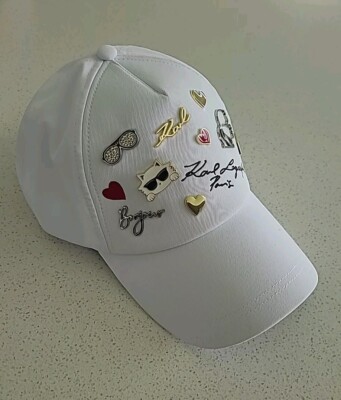 KARL LAGERFELD CATE PINS BASEBALL CAP WOMENS WHITE NWT | eBay display picture 1