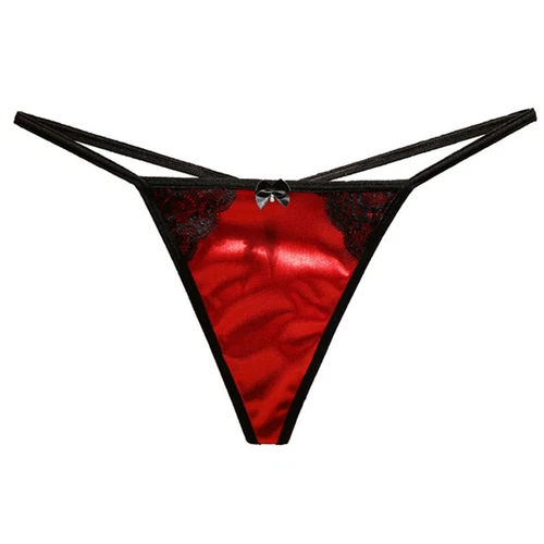 Sexy Womens T-back Panties Satin Thong G-string Briefs Lace Lingeries Underwear - Picture 14 of 27
