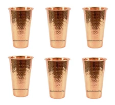 Pure Copper Hammered Water Drinking Tumbler Glass Ayurveda Health Benefits 400ML