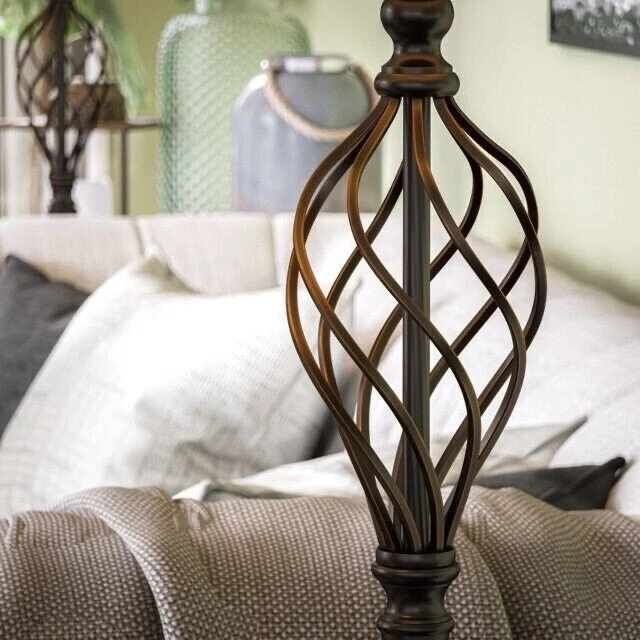 3-Piece Lamp Set | Bronze Metal Table & Floor Lamps with Beige Shades - Image 2 of 4