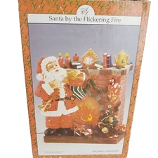 Santa by the Flickering Fire Light Statue Adult's Red 7.5" Home Decor Christmas