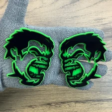 Badges Emblem Hell Hulk Lime Green, 2 Badges, Fender Angry Agressive Black