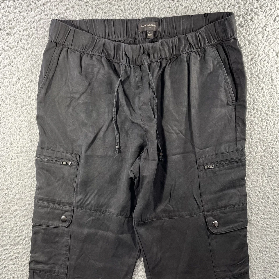Pantalones cargo suaves Banana Republic para mujer grandes negros Lyocell utilitarios 34x28 Foto 3 de 4