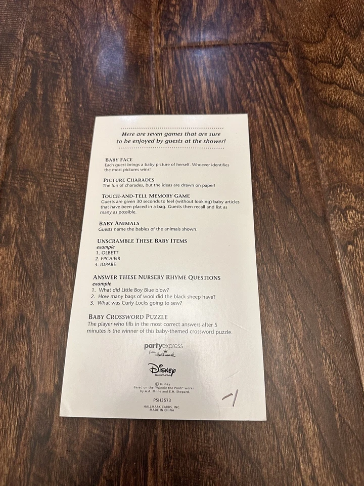 Libro de juegos Disney Winnie the Pooh and Pigglet Baby Shower para 8 invitados 21121 Foto 4 de 4