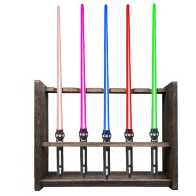 QIXIN Mahogany Wall-Mounted Adjustable Wooden Lightsaber Display Stand