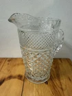 VTG Diamond Point Clear Glass Water Pitcher – Pressed Pattern 9"