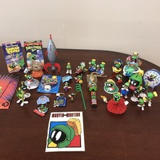 VTG Lot of 30+ Various Marvin the Martian Looney Toons Items 1990’s Bank Candle