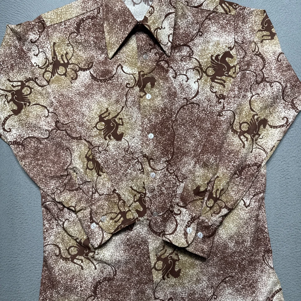 Camisa Discoteca Vintage Años 70 Van Heusen Van Tejida Esplendor Poliéster Elastizada Pegaso Foto 4 de 4