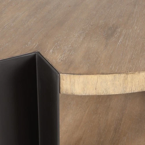 Uttermost 50018 Loana 36" Diameter Mahogany Accent Table - Matte Black / Natural - Picture 2 of 4