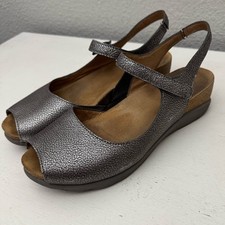 Dansko Sandals Women's Size 38 Marcy Pewter Metallic Leather Comfort Shoes
