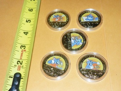 Tom and Jerry 80th Anniversary Complete Set Gold Clad Coins In Capsule   A-13
