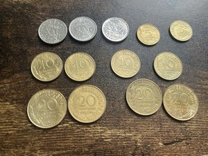 Vintage France 13 Coin Lot Various Dates 1/2 Francs, 5/10/20 Centimes Lot 8