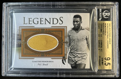 2021-22 Futera Unique World Football Pele Legends Jersey #/43 Brazil BGS 9.5