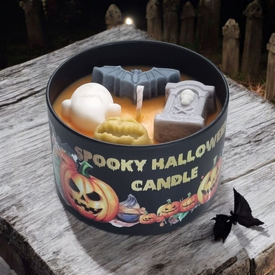 Gruselige Halloween Kerze, Pumpkin Spice Duftkerze 100% Sojawachs, Herbstdeko