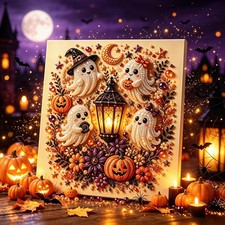 Halloween Ghost Pearl 3D Diamond Art Kit Spooky Cute White