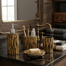 Bullets 4 Pc Bathroom Accessory Set Soap Pump  Dish, Tumbler, Toothbrush Holder