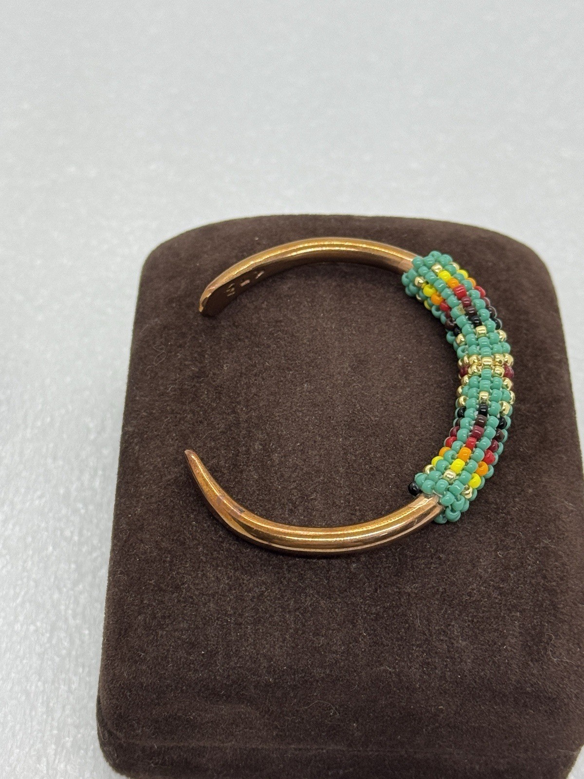 Copper Cuff Bracelet Multi Color Beaded 6" Designer AJW