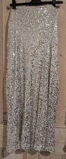 M&S Silver Sequin Long Skirt - Party Disco - UK Size 14