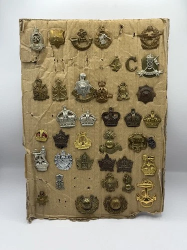Job Lot of 38 Vintage British Army Cap Badges–WW2 Military Regiments Collectible