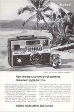 Kodak Instamatic 804 Camera 1966 Vintage Print Ad Black White