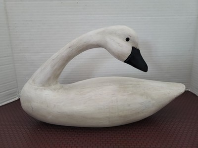 Hand Painted Wooden Swan (13in Wide X 7.25in Tall)