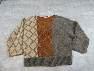 FSA Collection Sweater Womens Large Cream Grey  VTG Lactase Weave Chunky