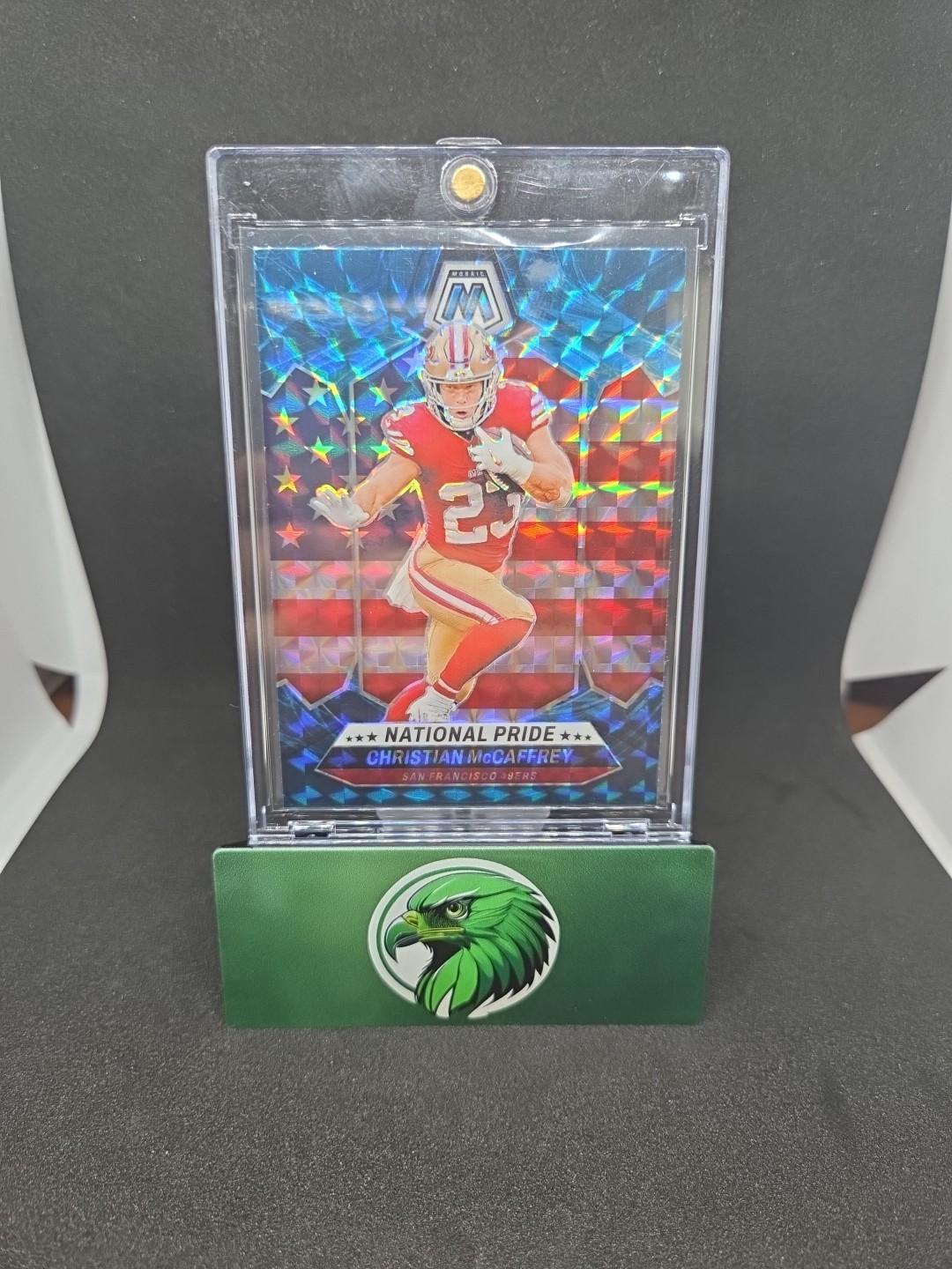 2024 Mosaic Football Christian McCaffrey National Pride Genesis Prizm CASE HIT