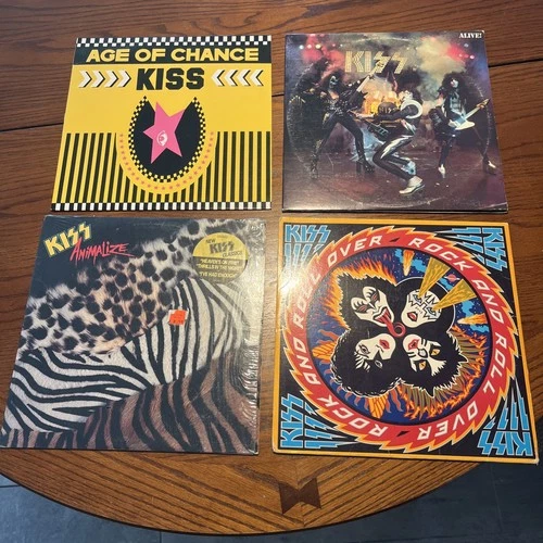 KISS LP Lot  of 4 Rock And Roll Over Animalize Age Of Change Alive Vinyl