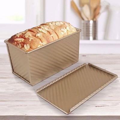 Brotbackform mit Deckel Rechteckige Backform Brotform Kuchenform 20,5cm Gold