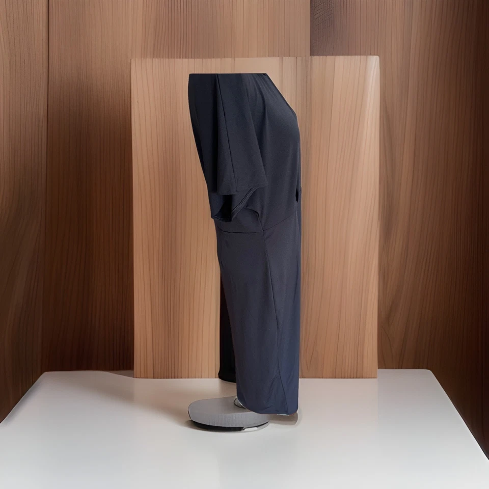 Nuevo con etiquetas ($49) Vestido Midi Nine West Negro Imitación Envolvente Corto SL Talla Grande Sin Arrugas Foto 4 de 4