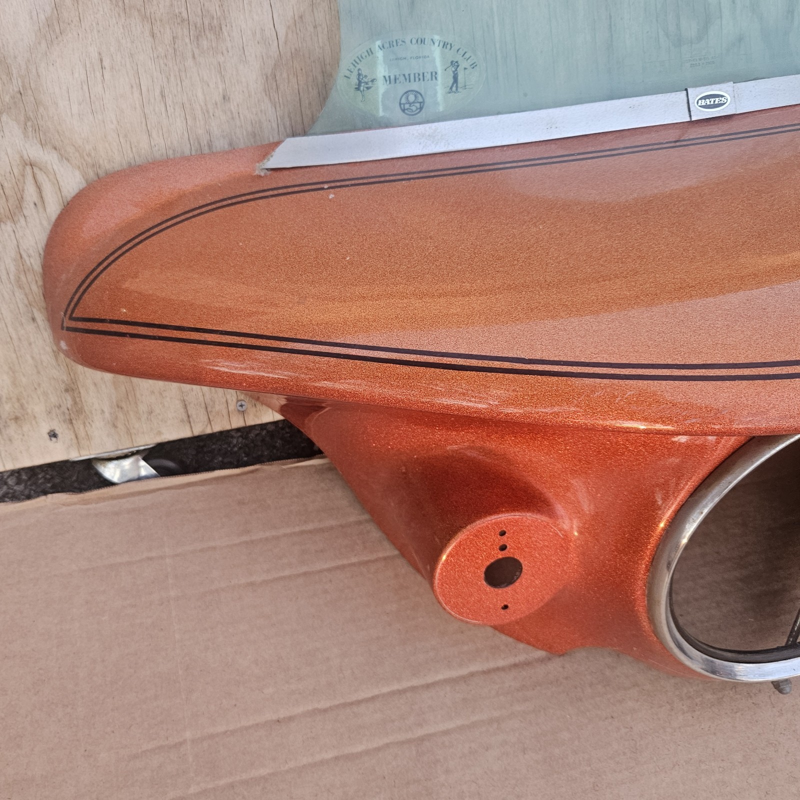 Vtg Motorcycle Fairing Flake Sunrise Orange Windshield Honda CB750           