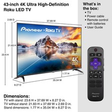 Pioneer 43" Class LED 4K UHD Smart Roku TV 4
