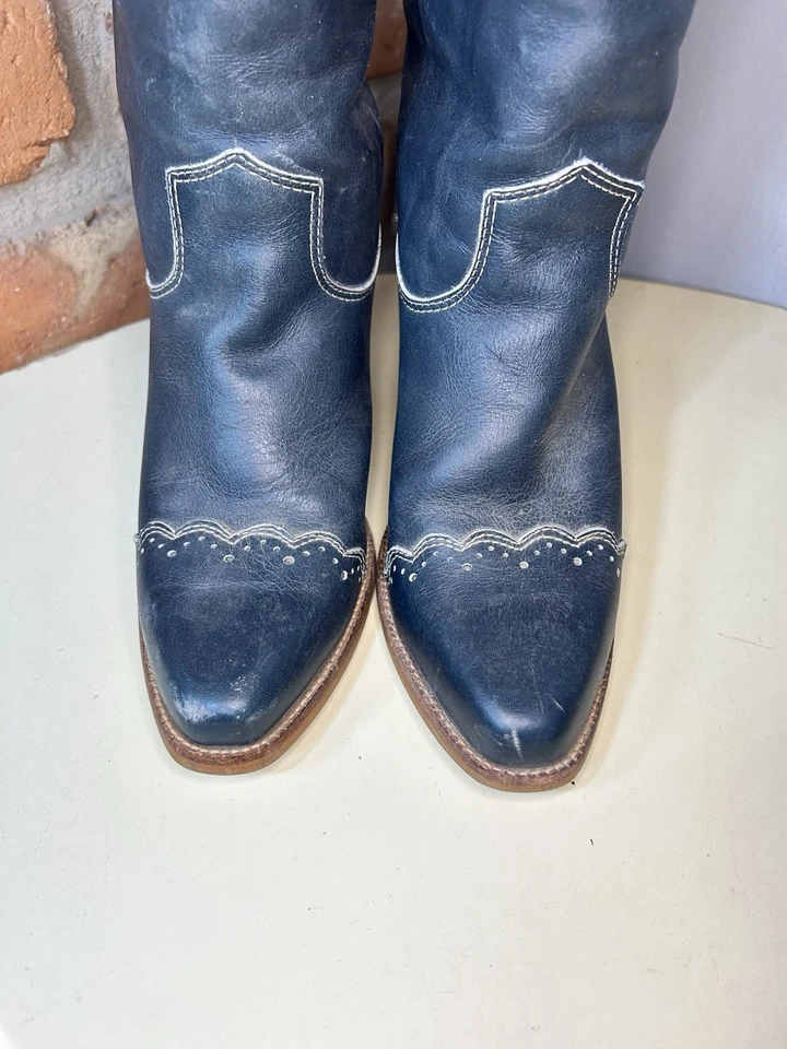 Vintage ZODIAC Womens 9.5 M Leather Western Boots Knee High Embroidered USA - Image 2 of 4