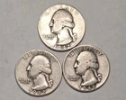 1942-P 1942-D 1942-S Washington Silver Quarter PDS SET
