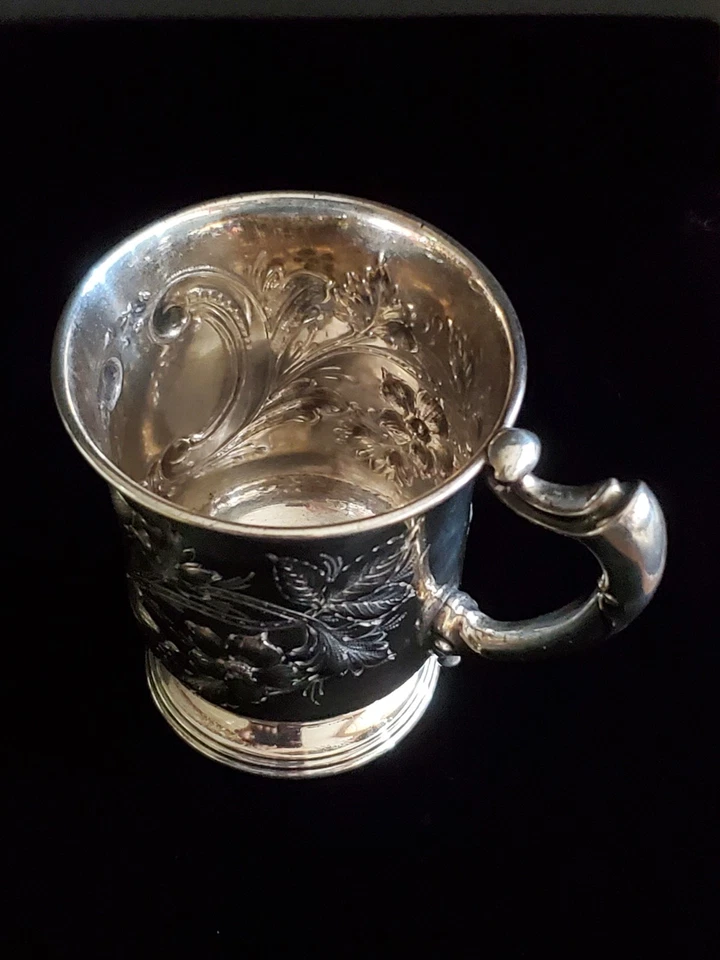 Antigua taza de presentación Gorham Sterling 1894 reposada floral 3,5" de alto 136 g Foto 3 de 4